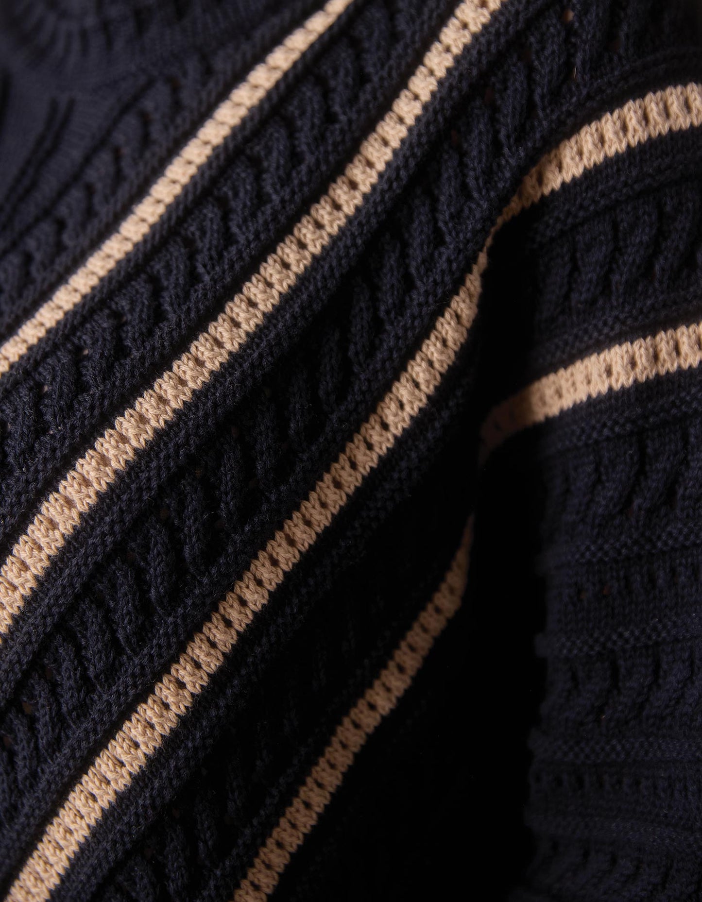 Apres Chevron Sweater in Navy/Birch Stripe