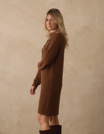 Lynn Sweater Dress  in Hickory