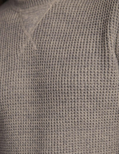Waffle Crewneck Sweater in Light Grey Marled