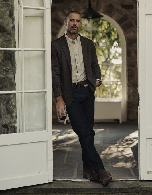 Stretch Knit Blazer in Brown