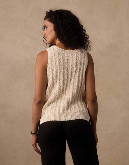 Louise Scoop Neck Tank in Ivory