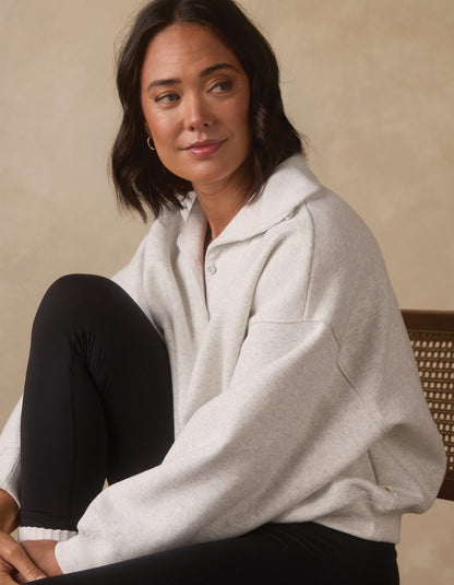 Normal Fleece Buttoned Popover in Stone
