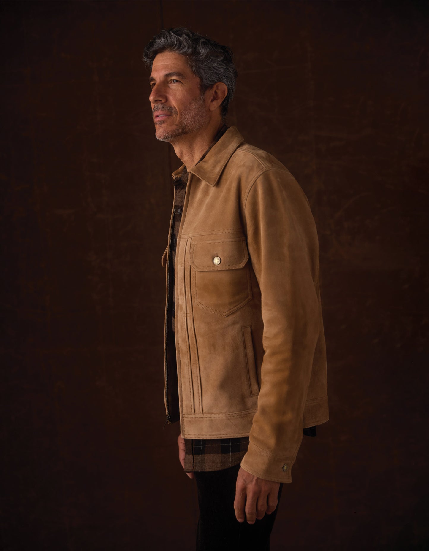 Anthony Suede Type 2 Trucker in Toasted Chestnut