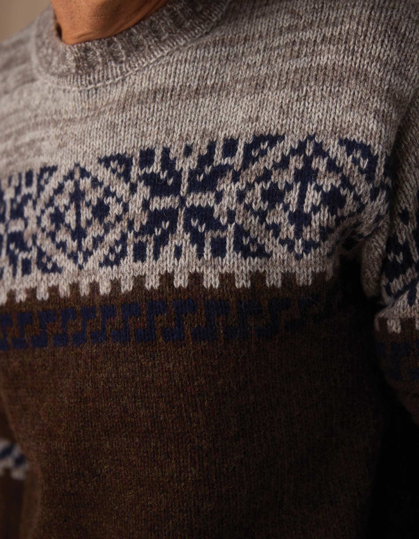 Fair Isle Crew in Brown Multi