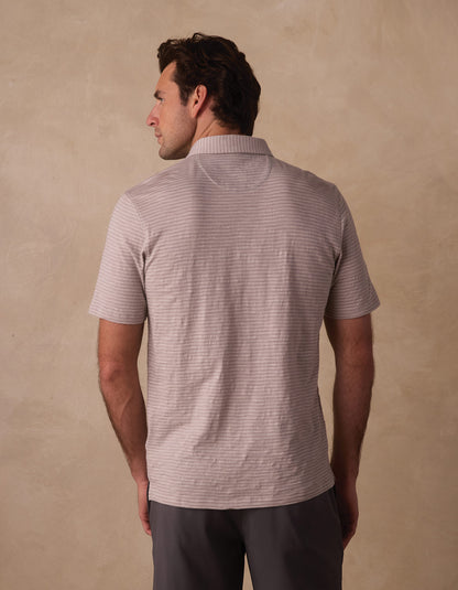 Vintage Slub Pocket Polo in Greystone Stripe