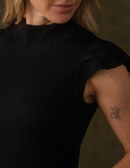 June Midi Sweater Dress in Black
