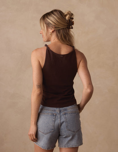 Normal Jersey Draped Tank in Umber