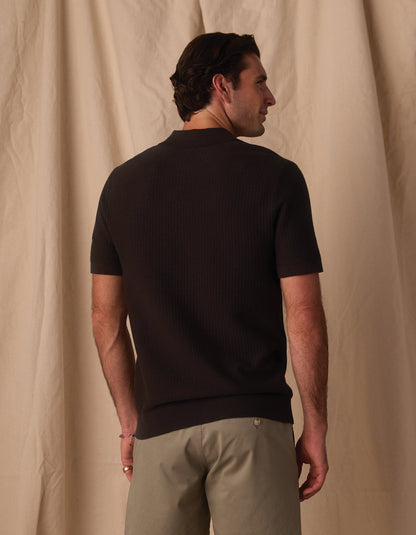 Breezeknit Polo in Dark Brown