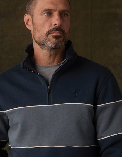 Normal Fleece Retro Quarterzip in Waterloo/Shale Blue