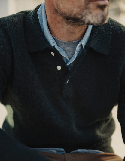 Homebound Polo Sweater in Dark Sea