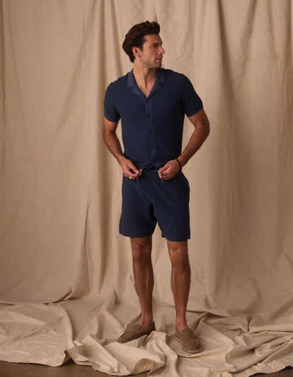 Robles Birdseye Knit Short in Denim/Dark Navy