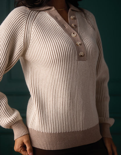 Diana Sweater in Ivory/Taupe
