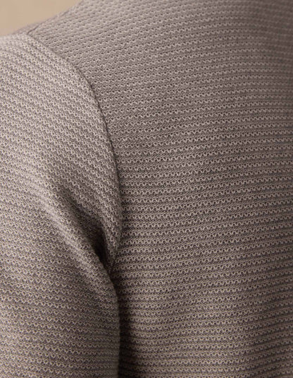 Robles Birdseye Knit Button Up in Light Grey