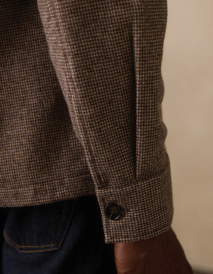 Houndstooth Overshirt in Khaki Multi