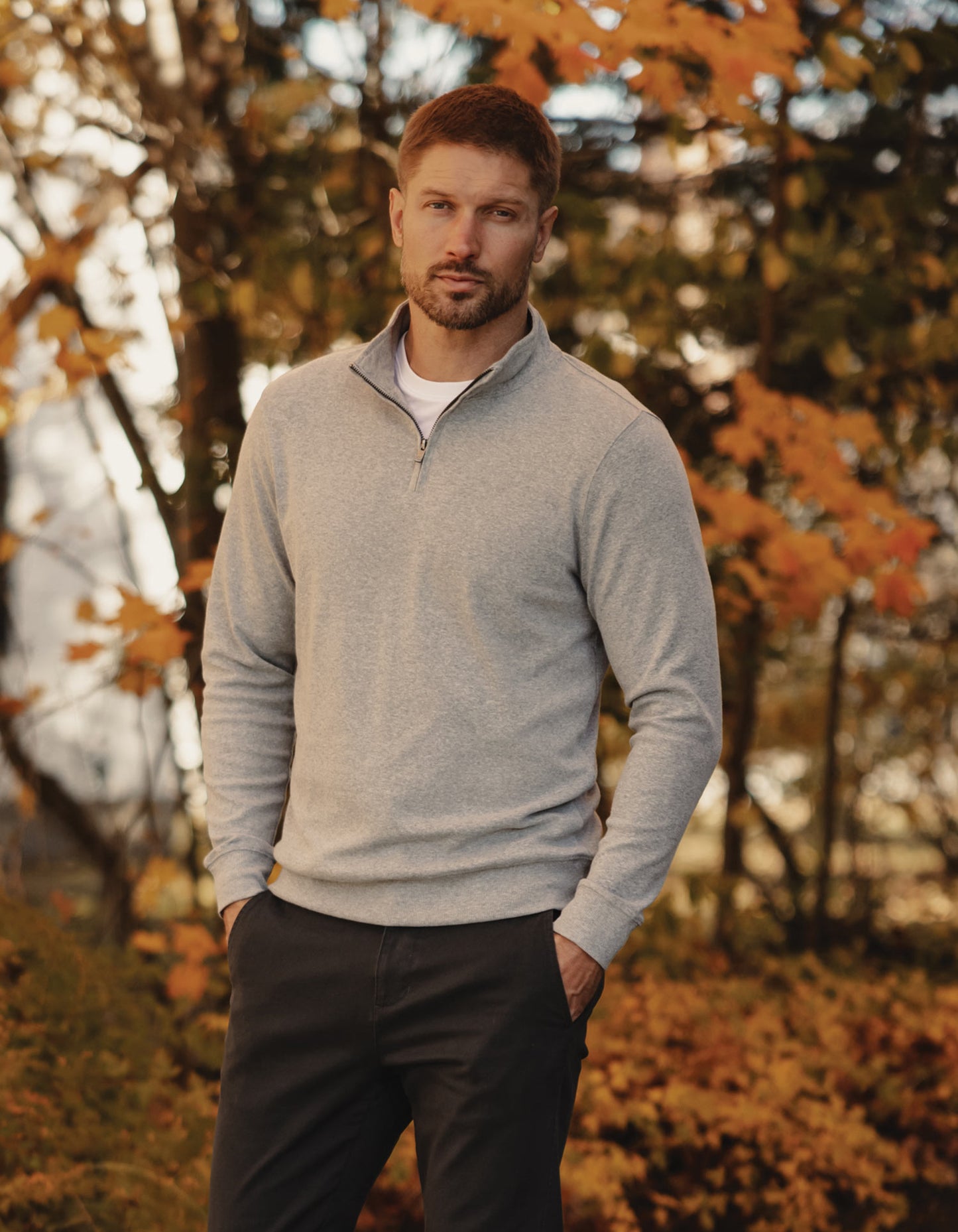Puremeso Weekend Quarter Zip in Athletic Grey