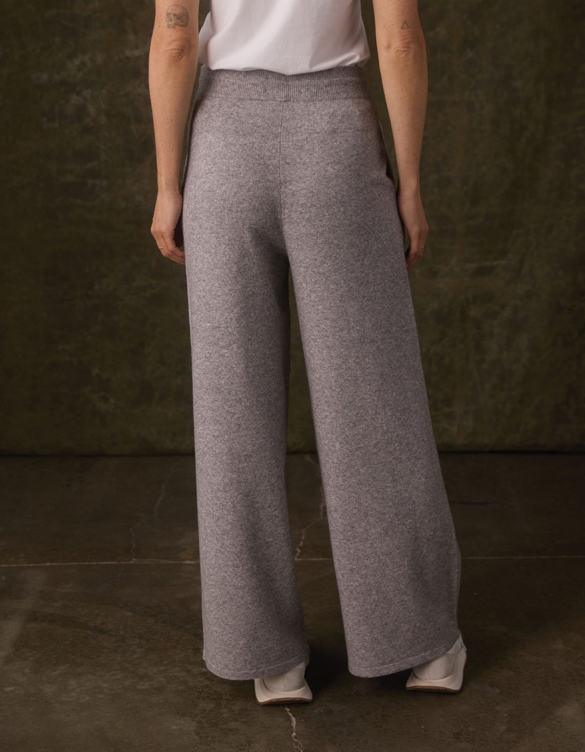 Arvada Wide Leg Knit Pant in Heather Grey