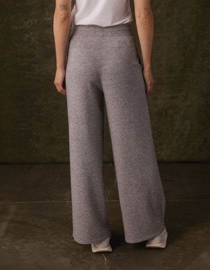 Arvada Wide Leg Knit Pant in Heather Grey
