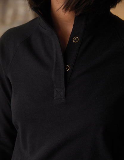 Puremeso Weekend Snap Pullover in Black