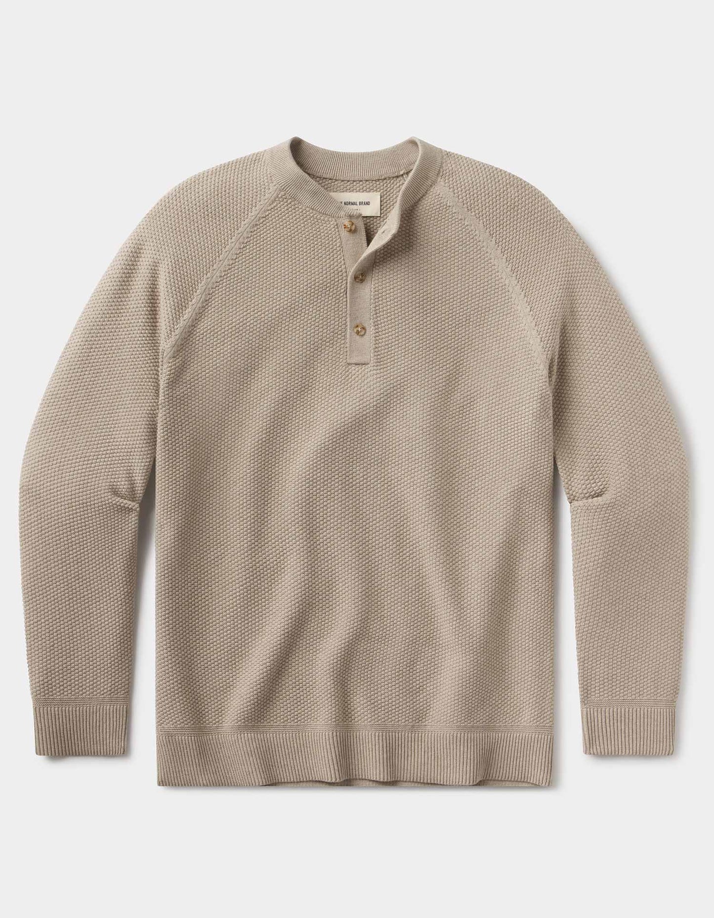 COOLMAX® Textured Sweater Henley in Flax