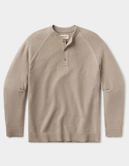 COOLMAX® Textured Sweater Henley in Flax