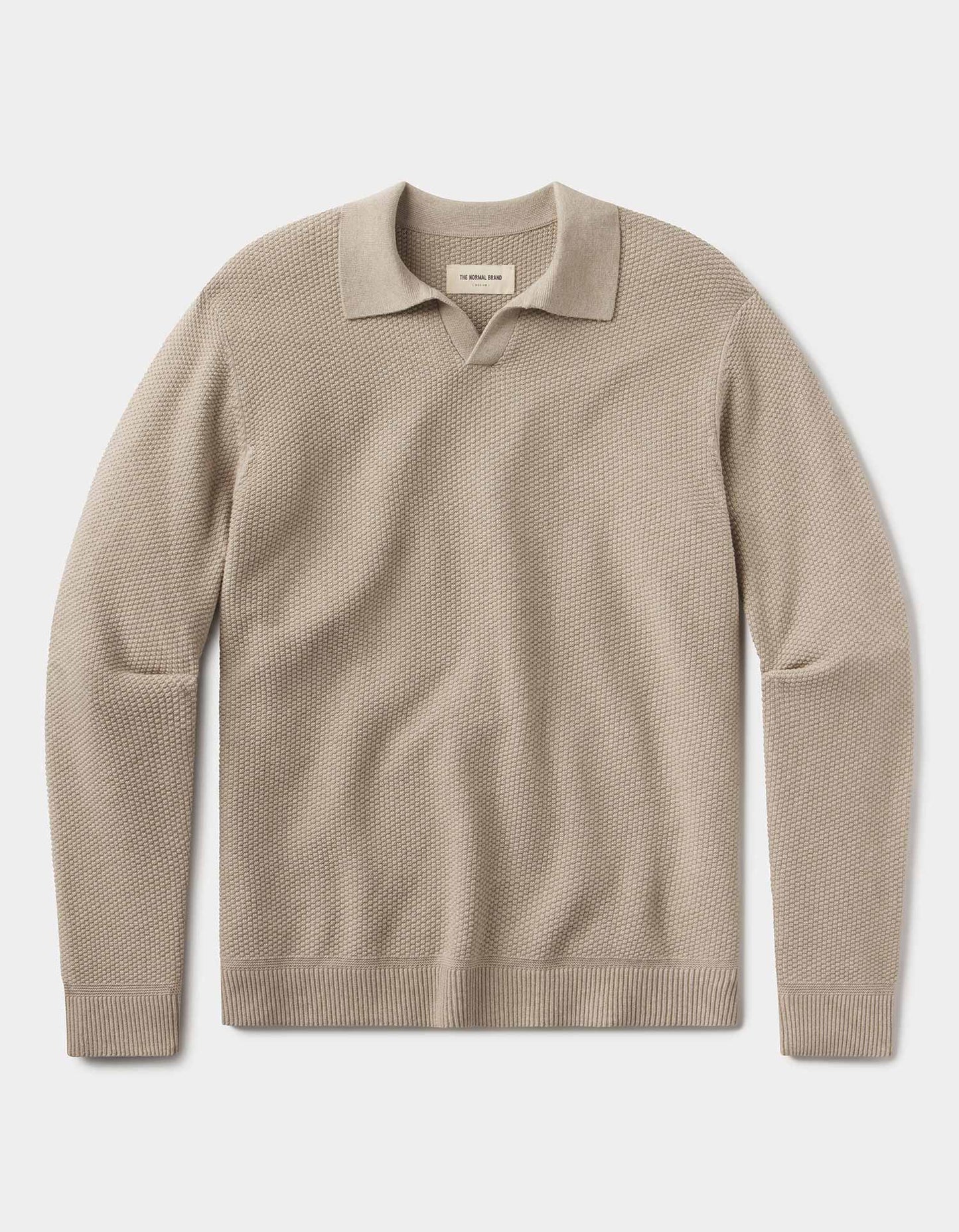 COOLMAX® Textured Sweater Polo in Flax