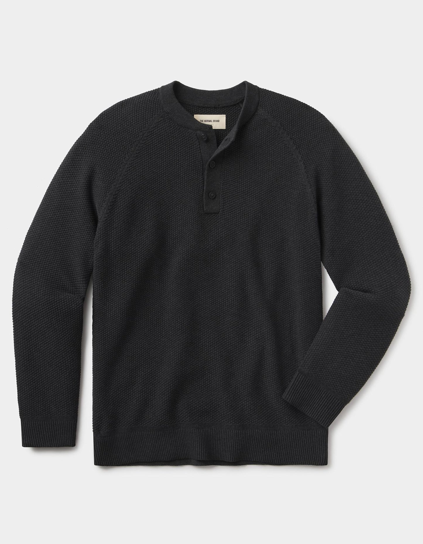 COOLMAX® Textured Sweater Henley in Charcoal