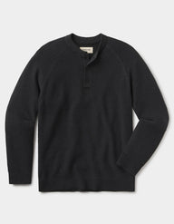 COOLMAX® Textured Sweater Henley in Charcoal