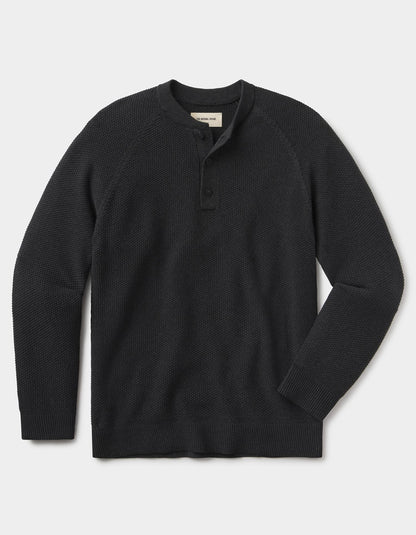 COOLMAX® Textured Sweater Henley in Charcoal