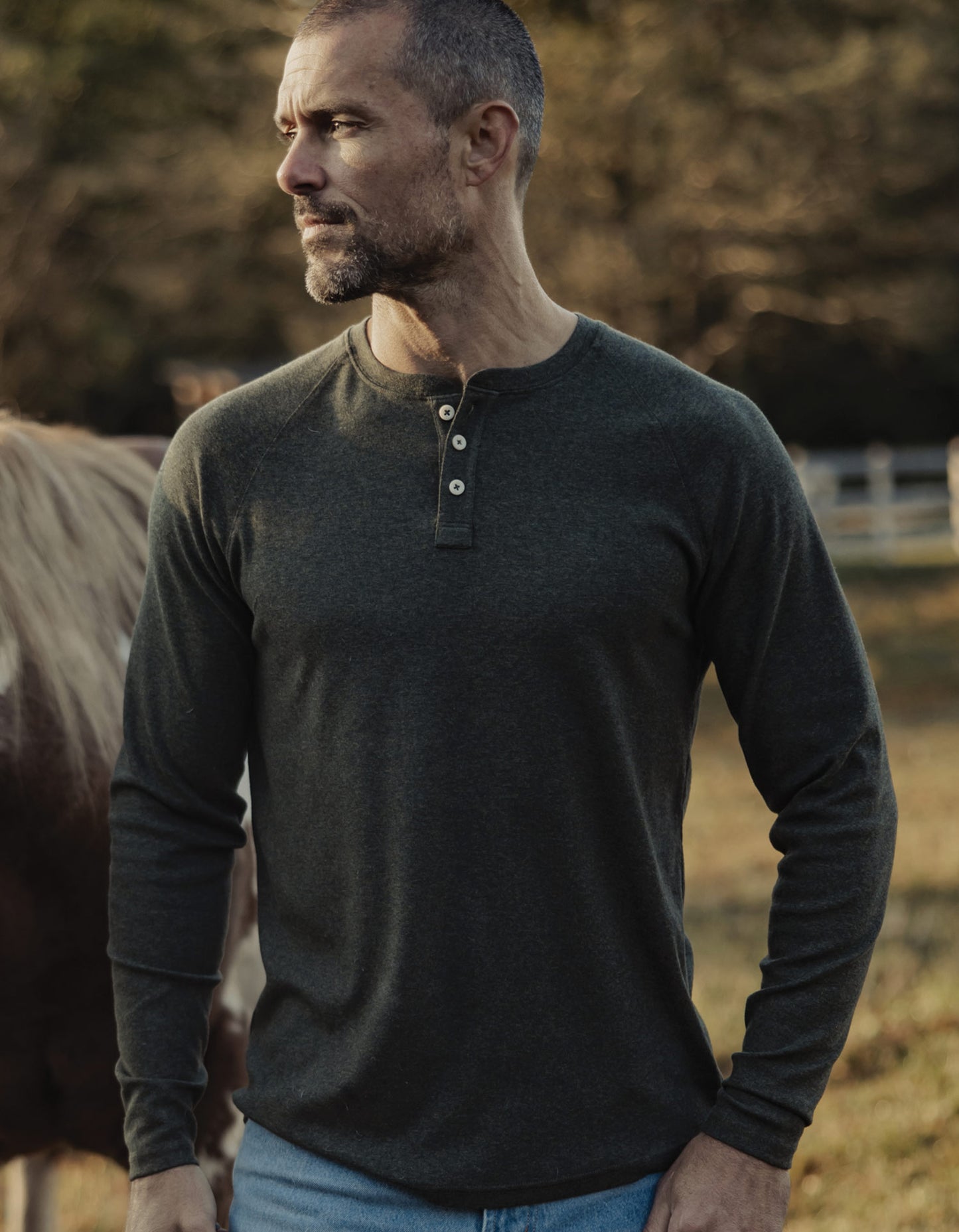 Puremeso Everyday Henley in Olive