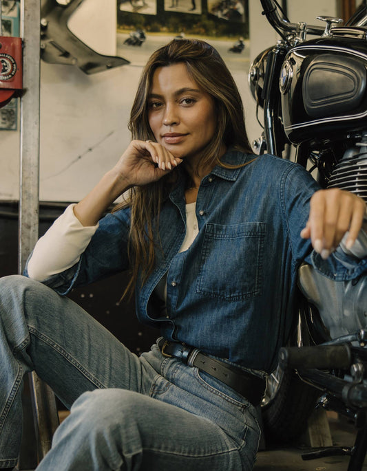 Cotton Denim Overshirt in Dark Wash