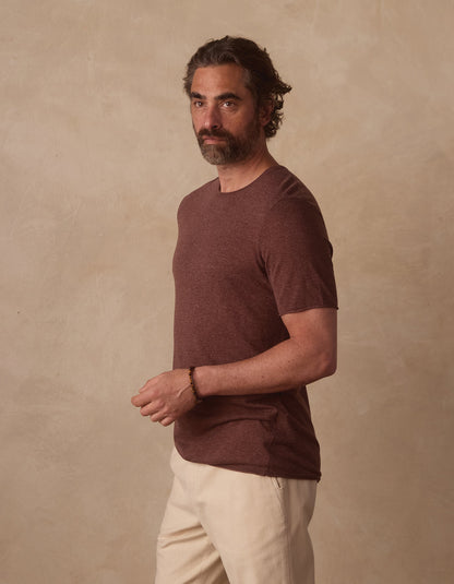 Summer Linen-Blend Knit Tee in Espresso