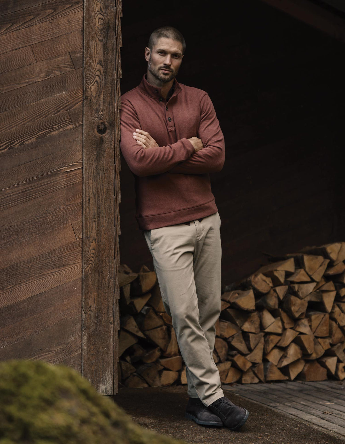 Normal Stretch Straight Chino in Dark Khaki