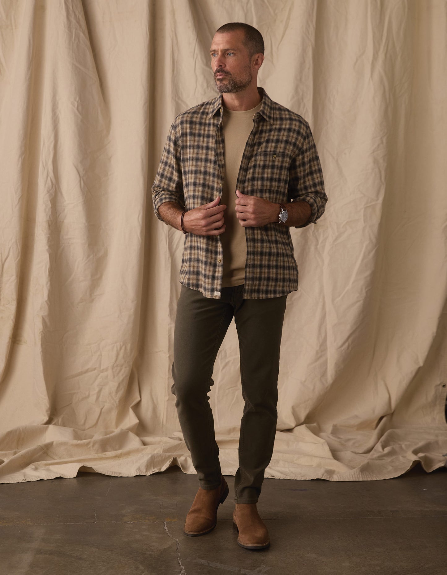 Hudson Double Brushed Flannel in Toasted Chestnut Plaid
