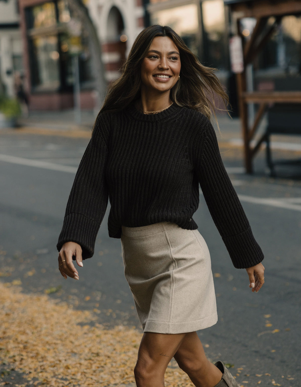 Willow Marled Crewneck Sweater  in Umber Marl