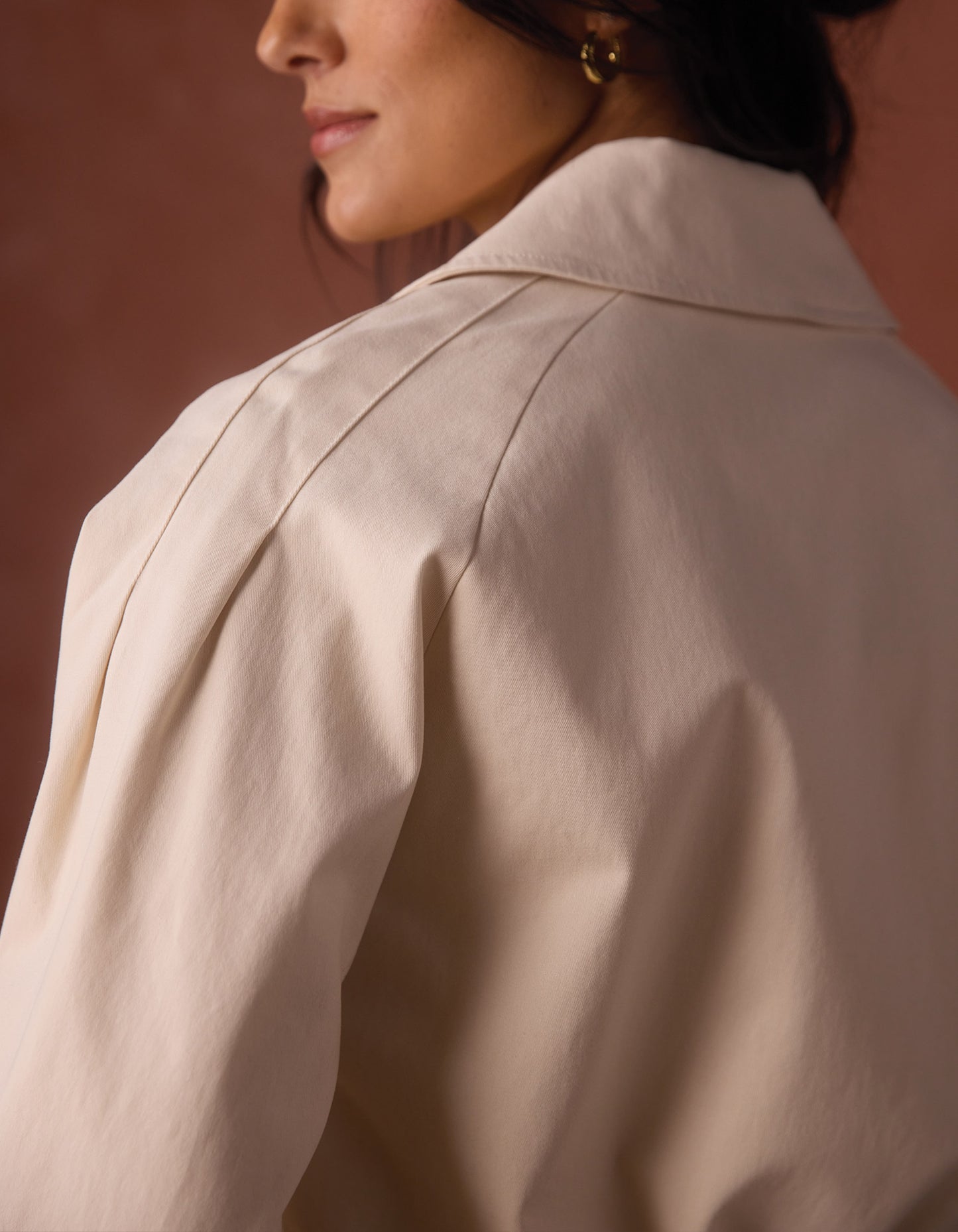 Gia Lapel Cropped Jacket in Chalk