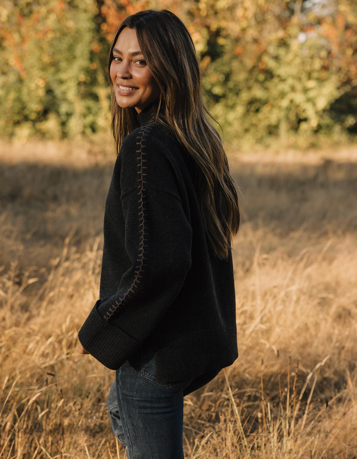 Craft Stitch Sweater in Heather Black