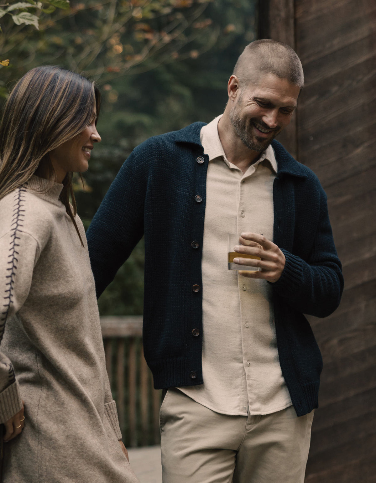Pub Sweater Jacket in Navy / Grey Nep