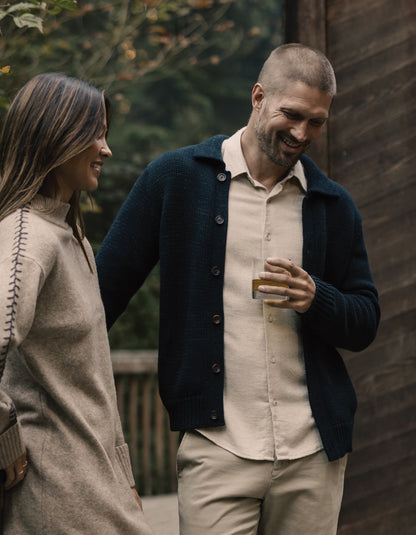 Pub Sweater Jacket in Navy / Grey Nep