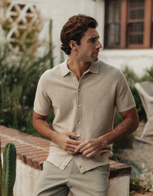 Breezeknit Button Up in Flax