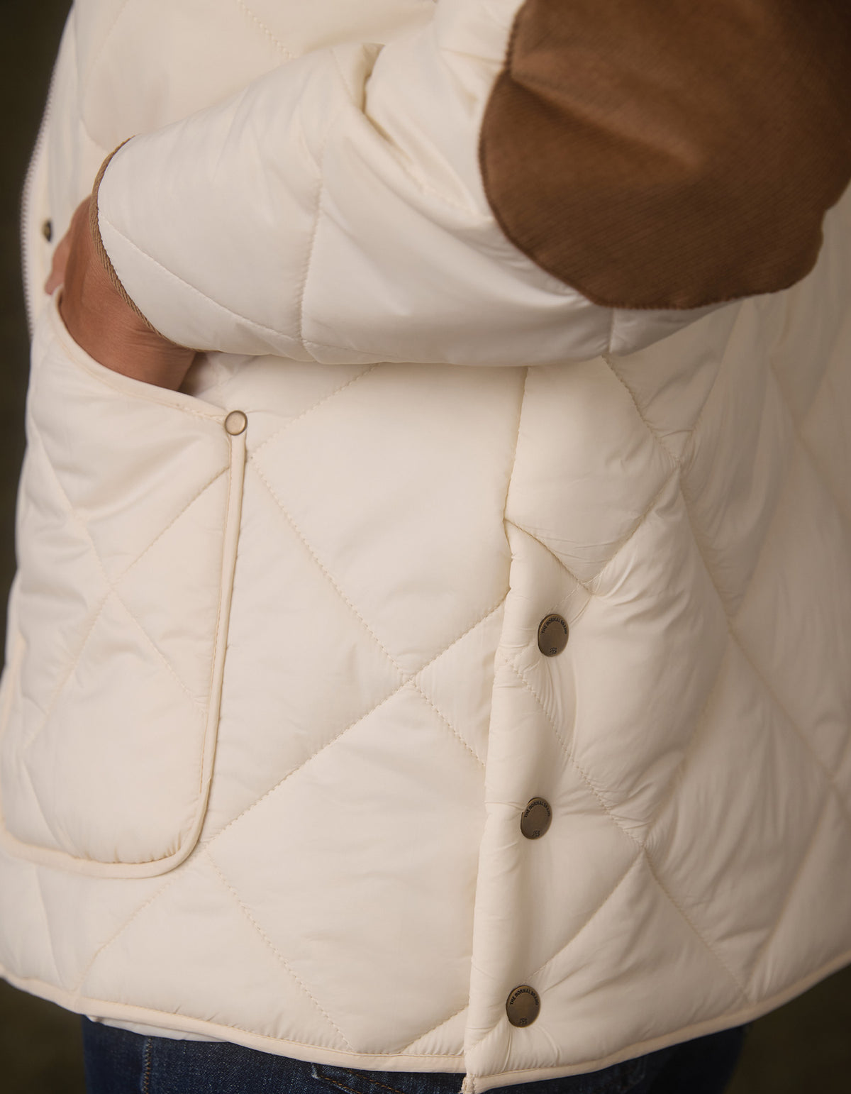 Quilted Liner Jacket in Ecru/Dark Taupe