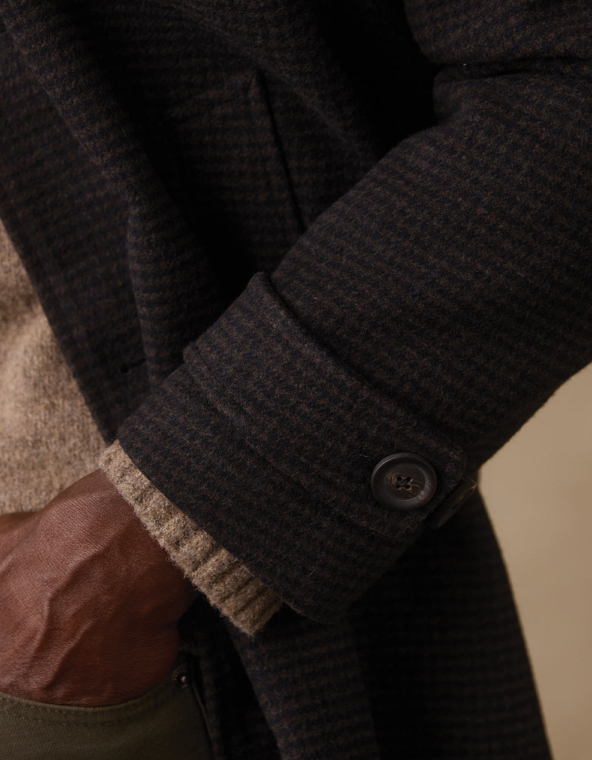 Henry Topcoat in Brown Houndstooth