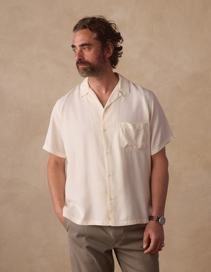 Sueded Costa Resort Shirt in Ivory
