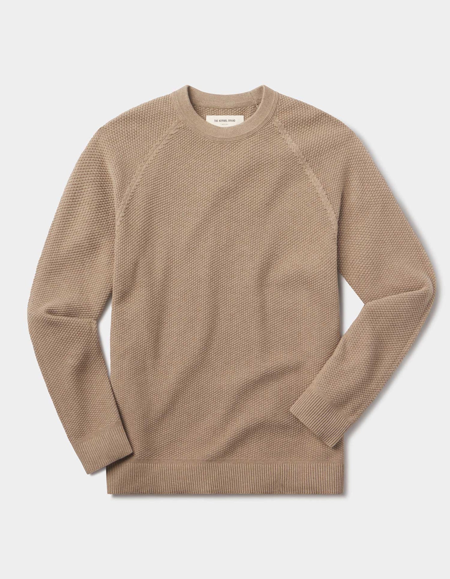 COOLMAX® Textured Crewneck Sweater in Dark Taupe