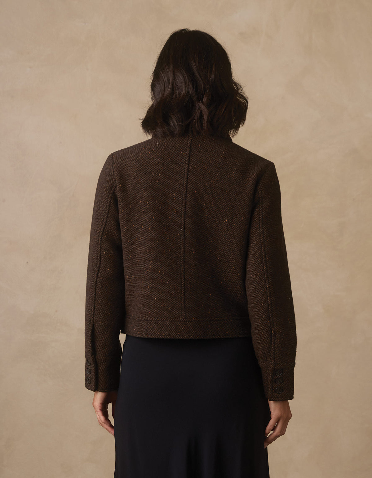 Anne Tweed Jacket in Dark Brown Multi