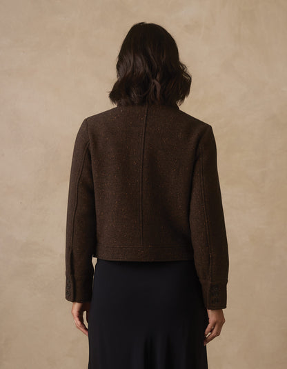 Anne Tweed Jacket in Dark Brown Multi