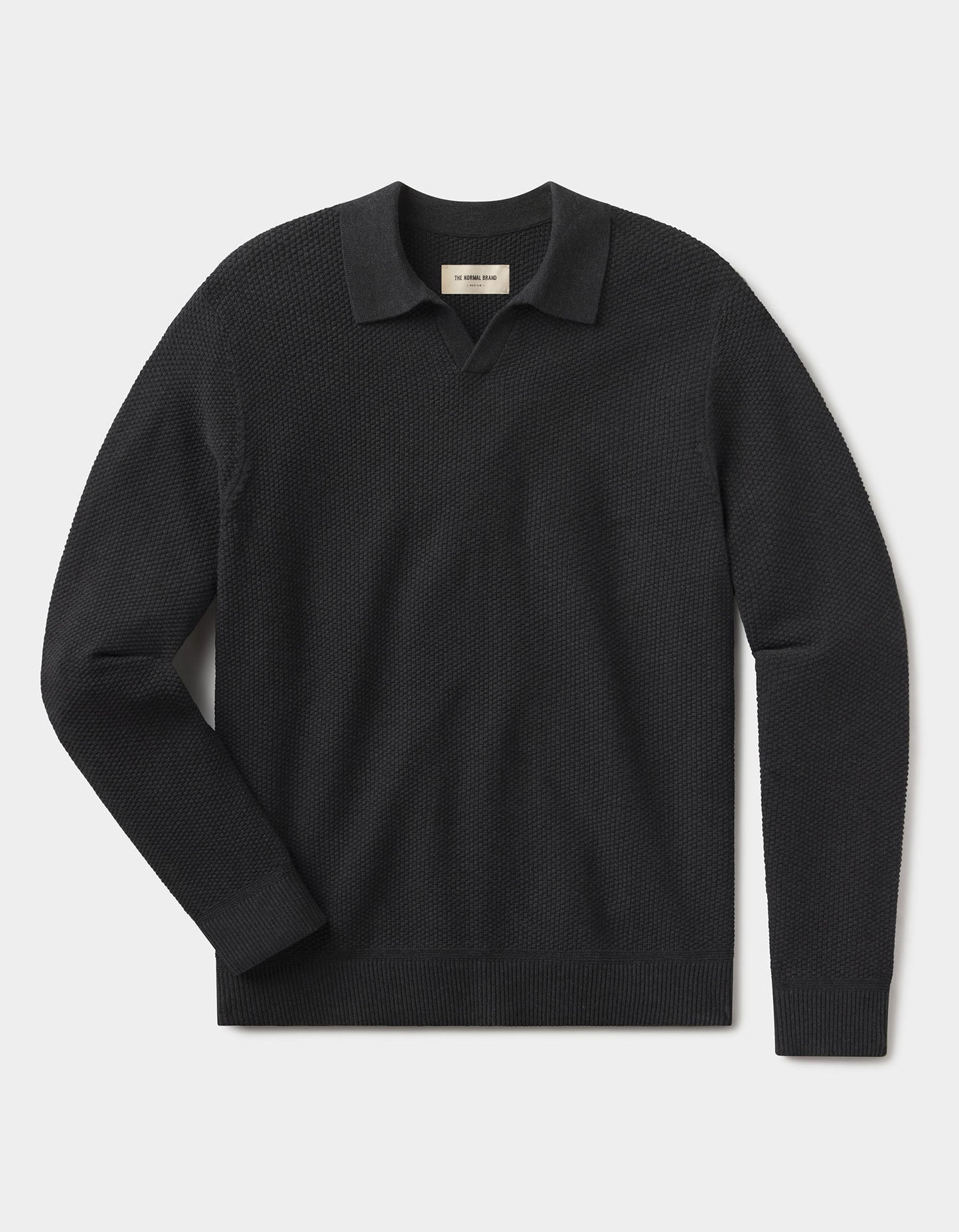 COOLMAX® Textured Sweater Polo in Charcoal