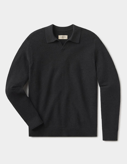 COOLMAX® Textured Sweater Polo in Charcoal