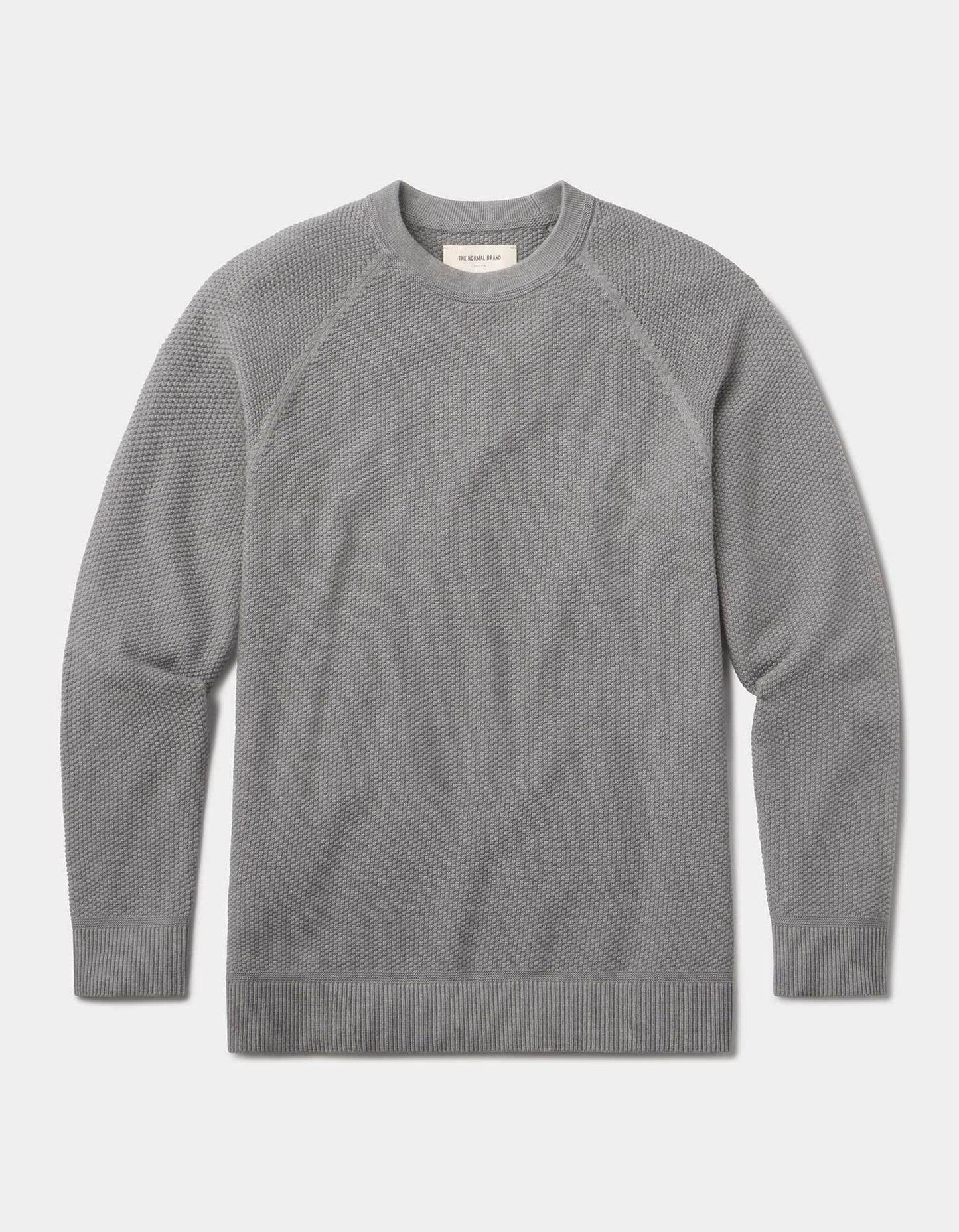 COOLMAX® Textured Crewneck Sweater in Greystone