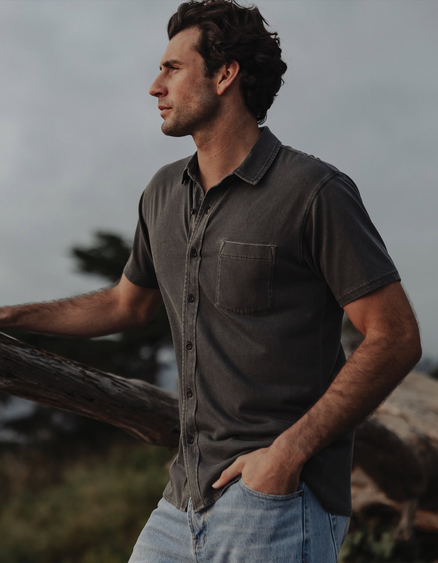 Normal Jersey Button Up in Shadow