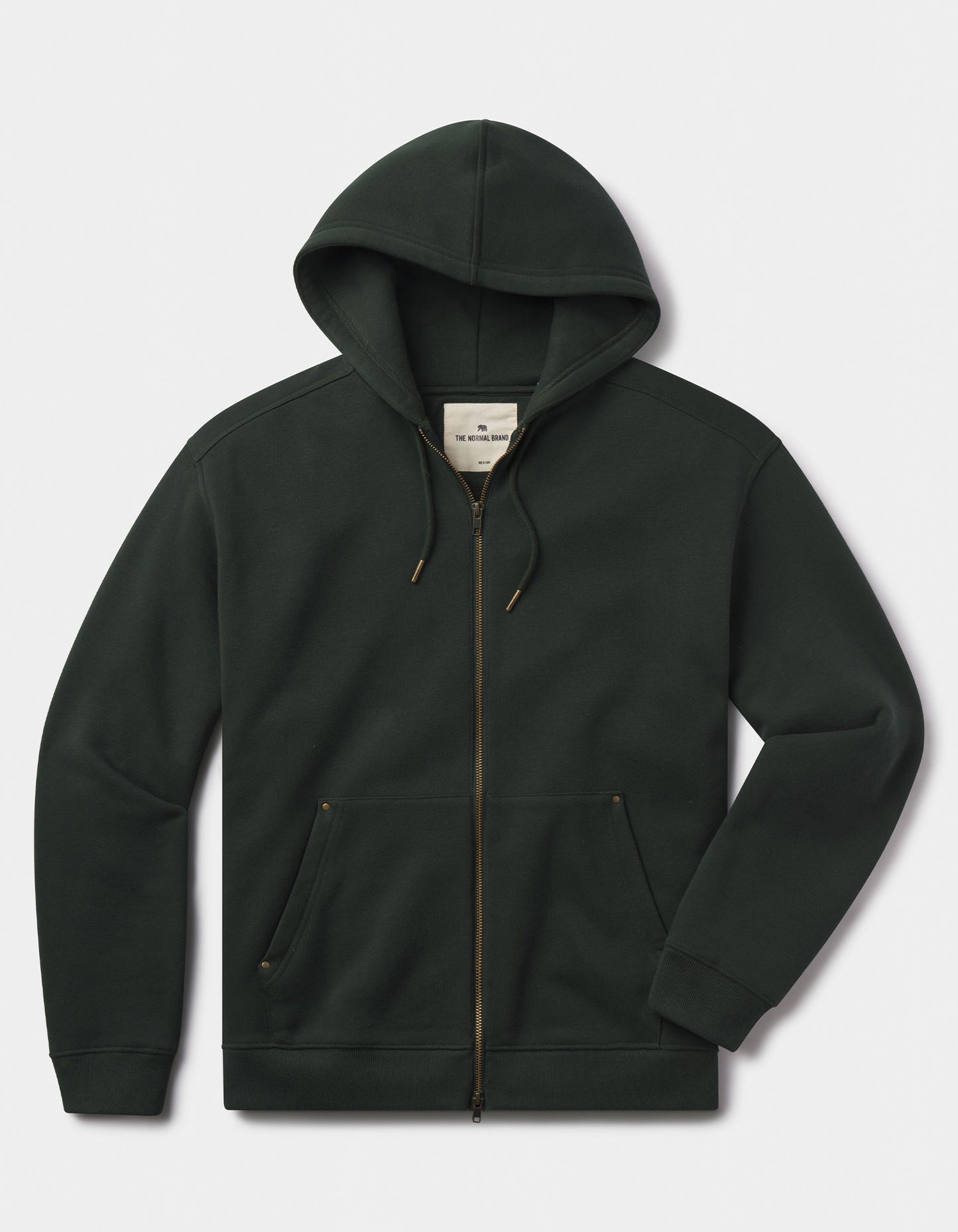 Normal Fleece Full Zip Hoodie in Varsity Green